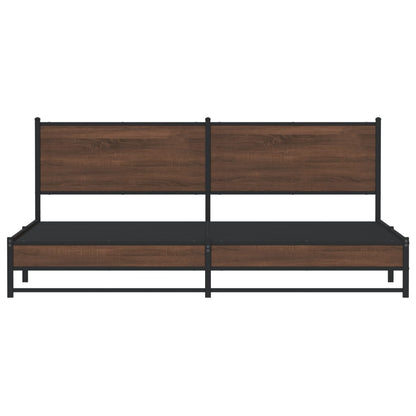 Metallbett ohne Matratze Braun Eichen-Optik 193x203 cm