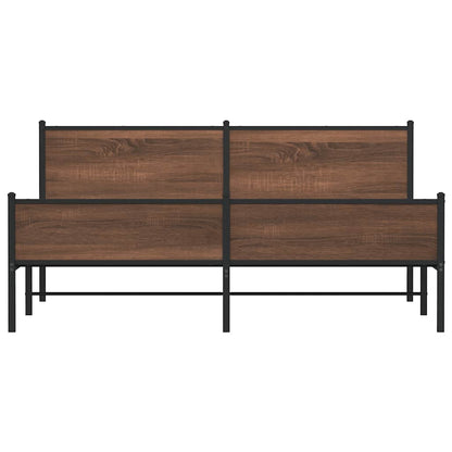 Metallbett ohne Matratze Braun Eichen-Optik 180x200 cm