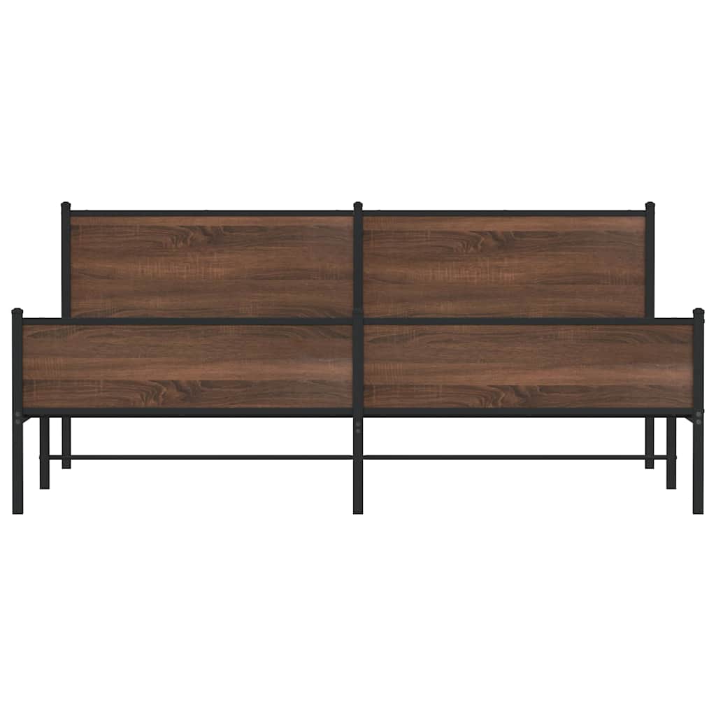 Metallbett ohne Matratze Braun Eichen-Optik 193x203 cm