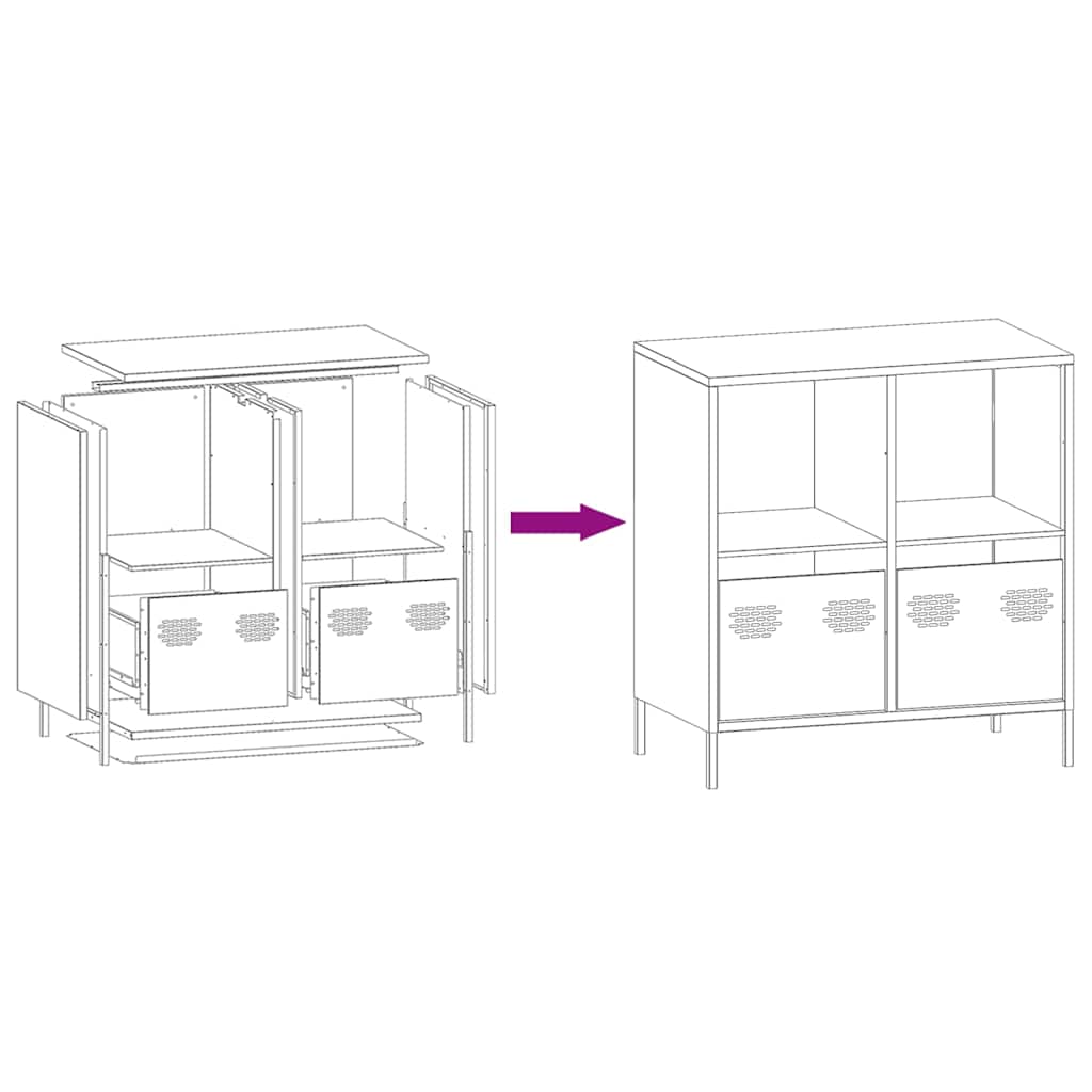 Sideboard Weiß 68x39x73,5 cm Kaltgewalzter Stahl