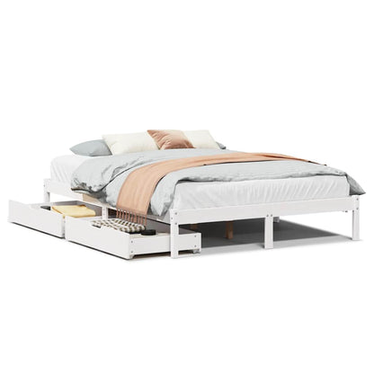 Massivholzbett ohne Matratze Weiß 140x200 cm Kiefernholz