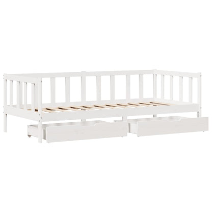 Tagesbett mit Schubladen Weiß 90x200 cm Kiefernholz