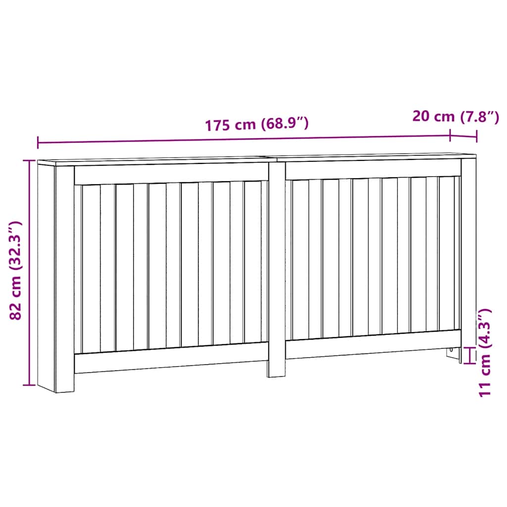 Heizkörperverkleidung Artisan-Eiche 175x20x82 cm Holzwerkstoff