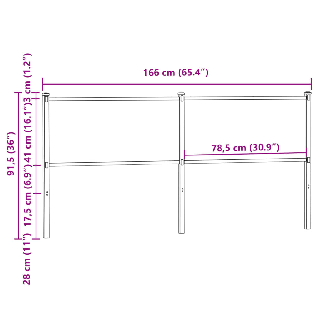 Ersatz-Kopfteil Räuchereiche 160 cm Holzwerkstoff und Stahl
