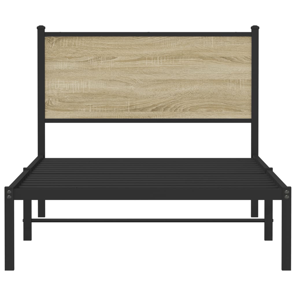 Metallbett ohne Matratze Sonoma-Eiche 100x200 cm