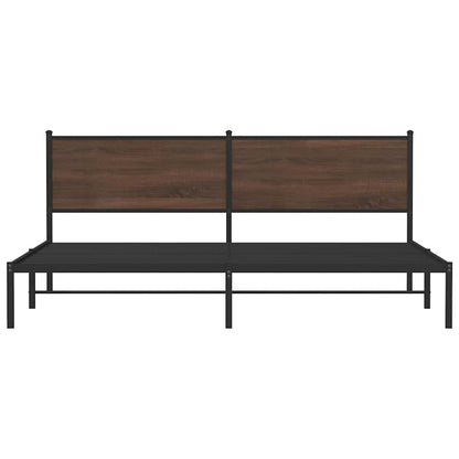 Metallbett ohne Matratze Braun Eichen-Optik 193x203 cm