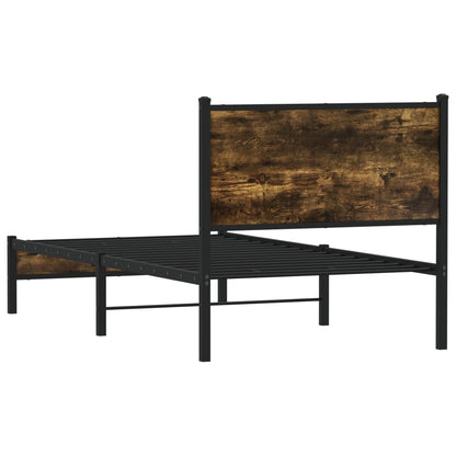 Metallbett ohne Matratze Räuchereiche 75x190 cm