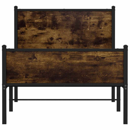 Metallbett ohne Matratze Räuchereiche 75x190 cm