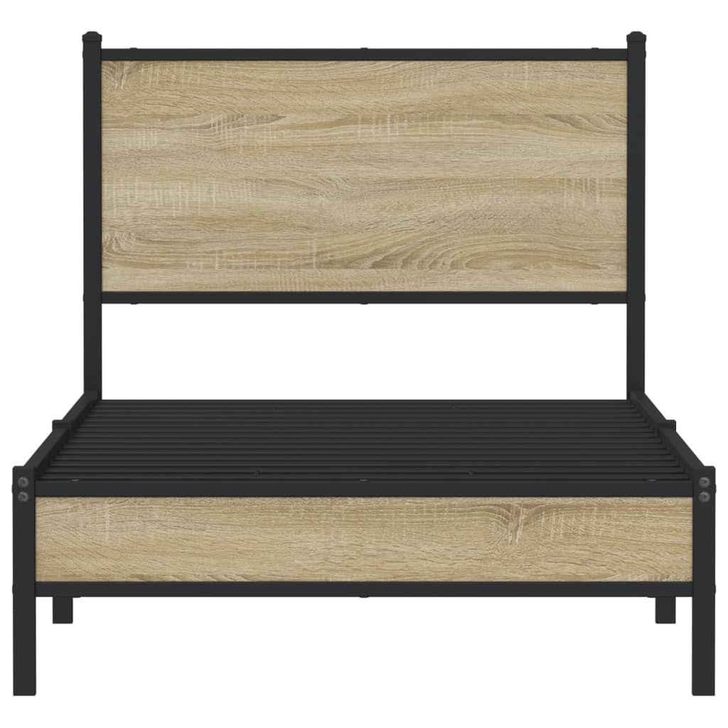 Metallbett ohne Matratze Sonoma-Eiche 90x190 cm