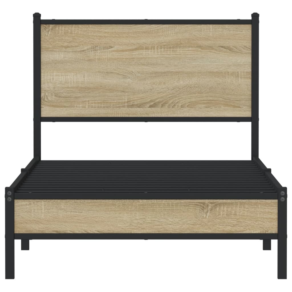 Metallbett ohne Matratze Sonoma-Eiche 90x200 cm