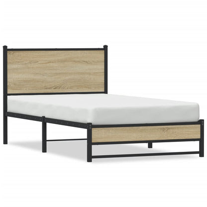 Metallbett ohne Matratze Sonoma-Eiche 107x203 cm