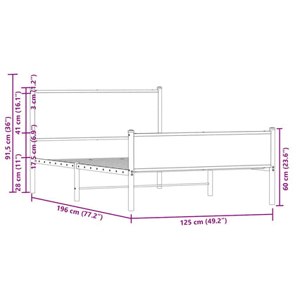 Metallbett ohne Matratze Eichen-Optik 120x190 cm