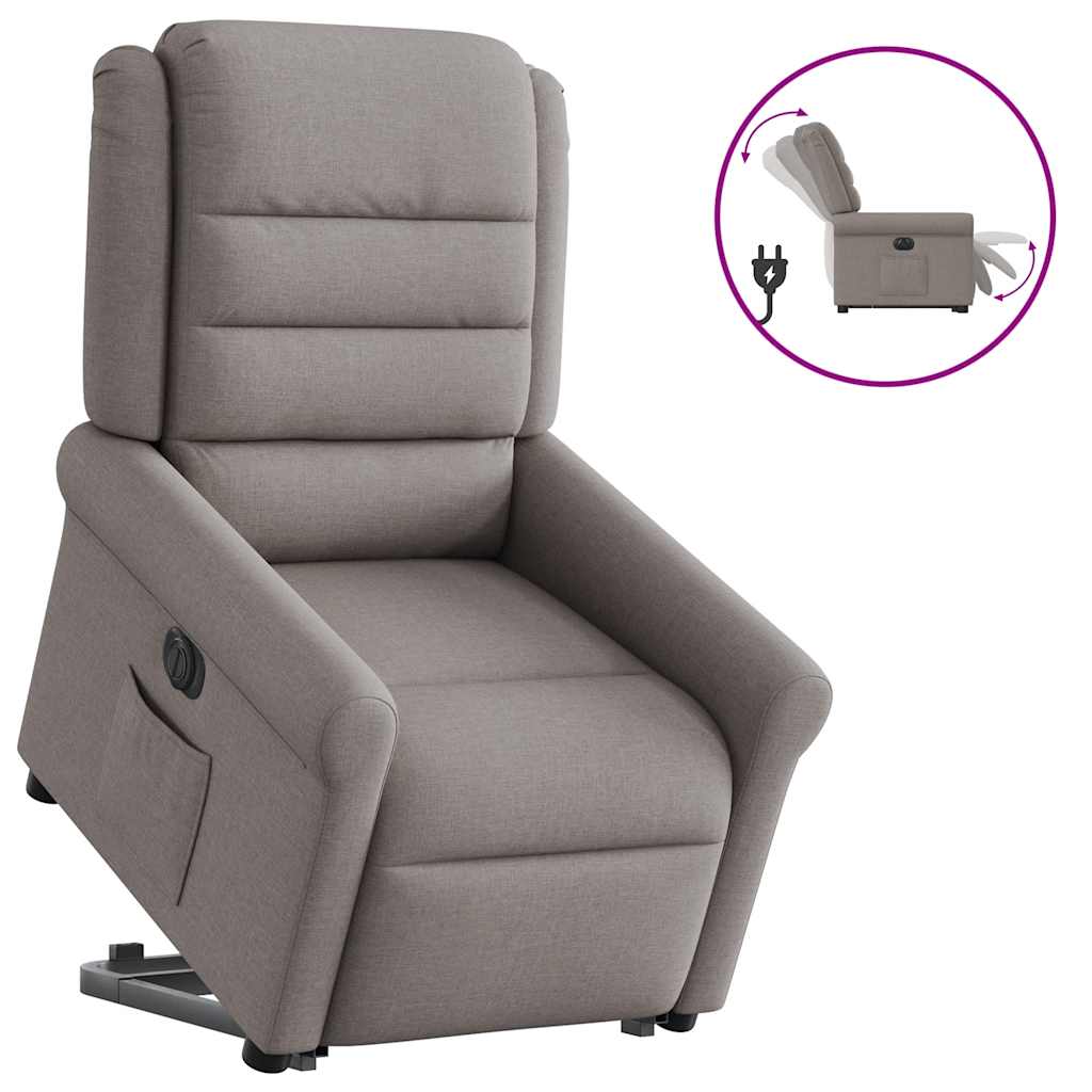 Relaxsessel mit Aufstehhilfe Elektrisch Taupe Stoff