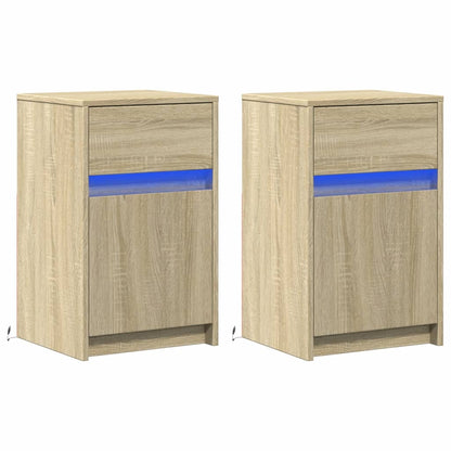 Nachttische mit LED-Leuchten 2 Stk. Sonoma Eiche Holzwerkstoff