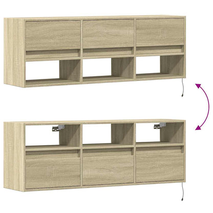 TV-Wandschrank mit LED-Beleuchtung Sonoma-Eiche 130x31x45 cm