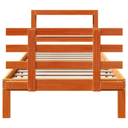 Bettgestell mit Kopfteil ohne Matratze Wachsbraun 75x190 cm