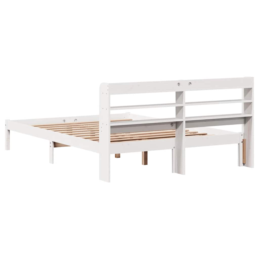 Massivholzbett ohne Matratze Weiß 135x190 cm Kiefernholz