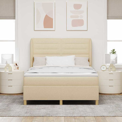 Boxspringbett mit Matratze Creme 190 x 140 cm Stoff