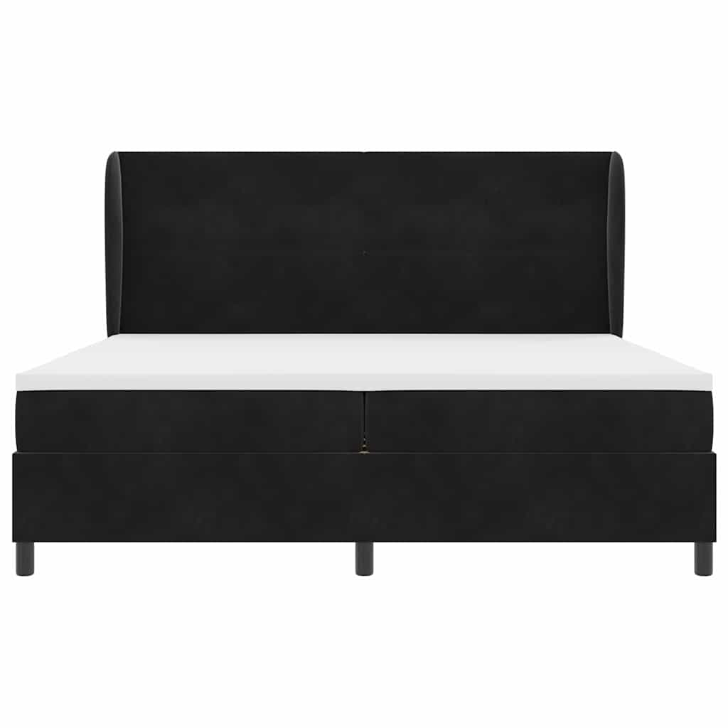 Boxspringbett mit Matratze Schwarz 200 x 200 cm Samt