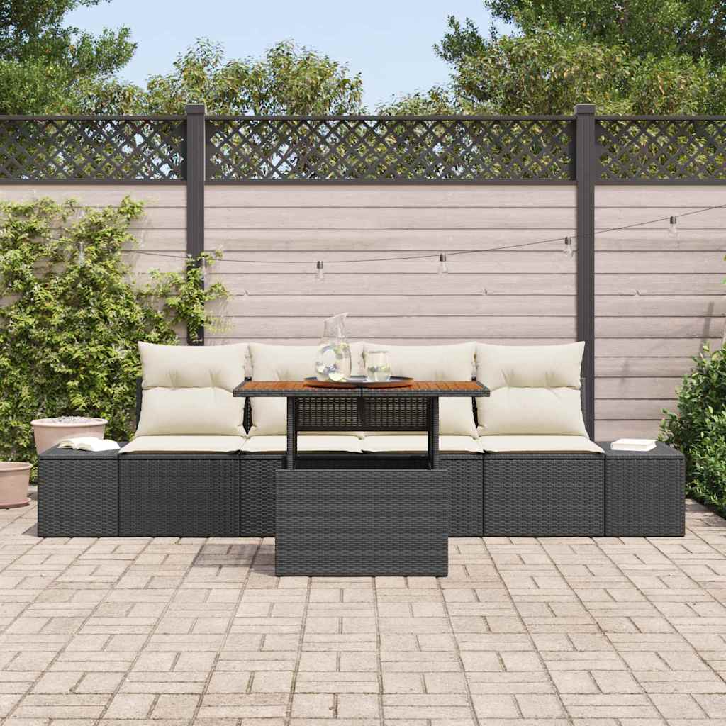 Garten Essgruppe mit Kissen 5 pcs Schwarz und Creme