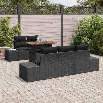 Garten Essgruppe mit Kissen 6 pcs Schwarz und Braun