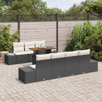 Garten Essgruppe mit Kissen 8 pcs Schwarz und Creme