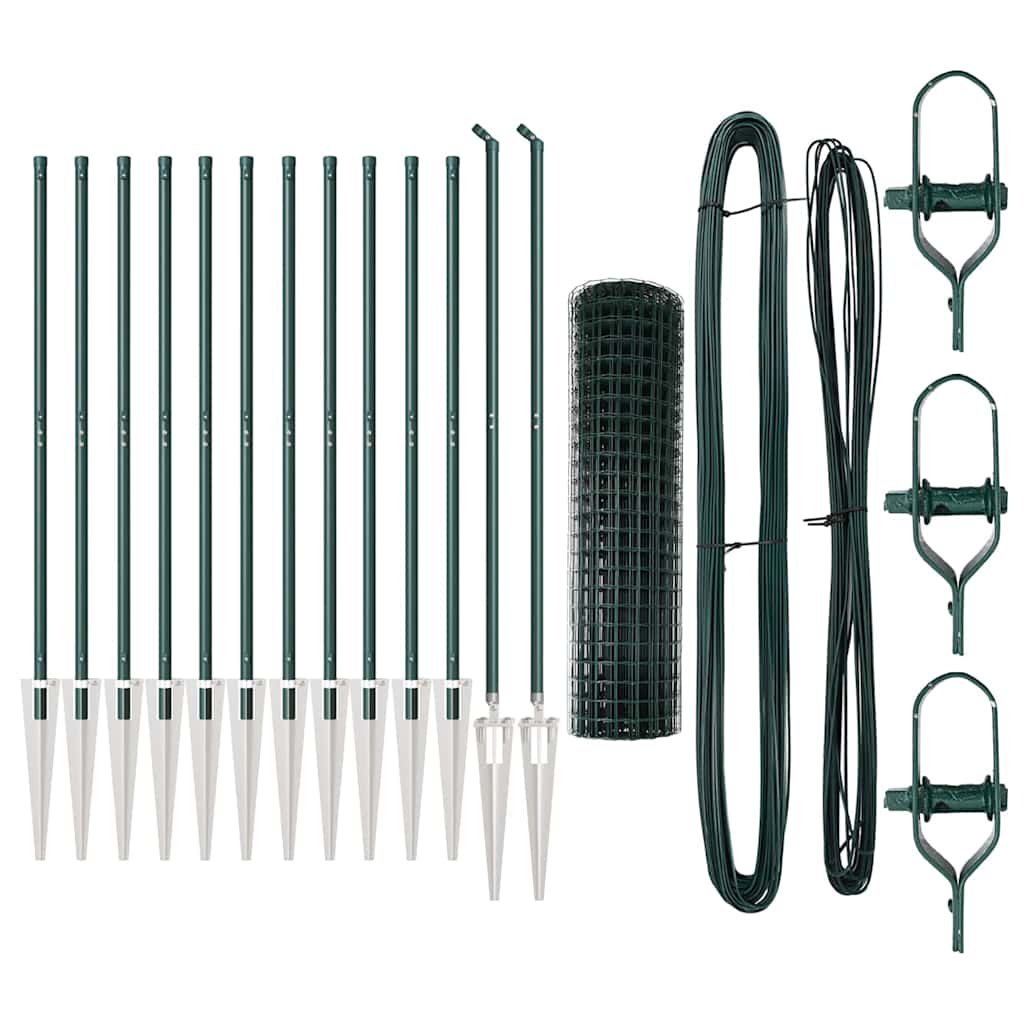 Zaun mit Pfosten Grün 1,2 x 25 m Stahl und PVC