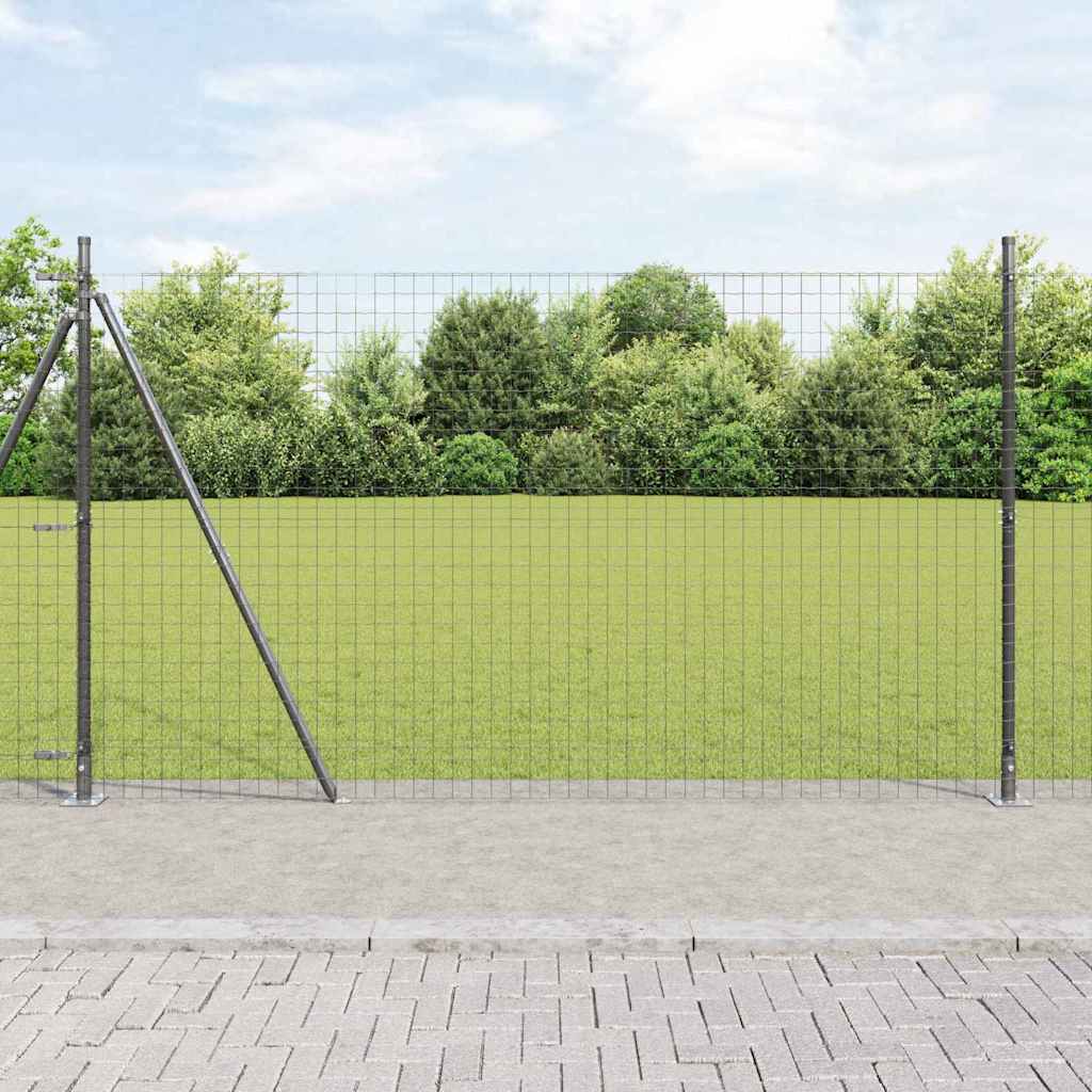 Zaun mit Pfosten Grau 1,4 x 10 m Stahl und PVC