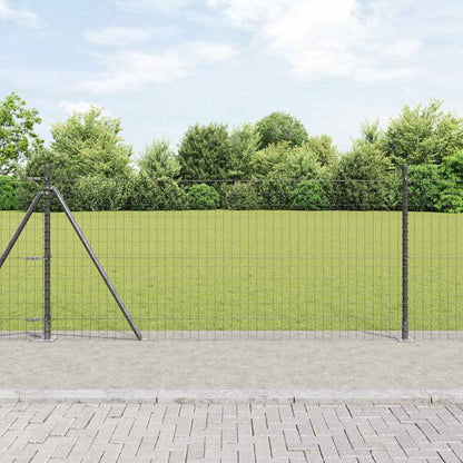 Zaun mit Pfosten Grau 1 x 10 m Stahl und PVC