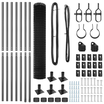 Zaun mit Pfosten Grau 1,4 x 10 m Stahl und PVC