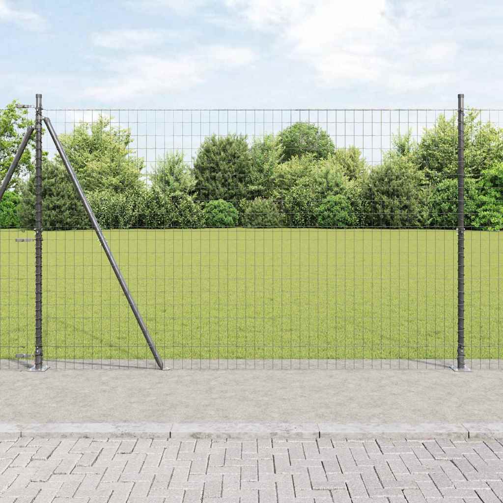 Zaun mit Pfosten Grau 1,5 x 10 m Stahl und PVC