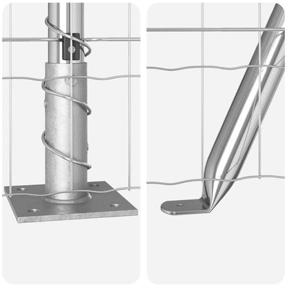 Zaun mit Pfosten Silber 1,2 x 10 m Stahl