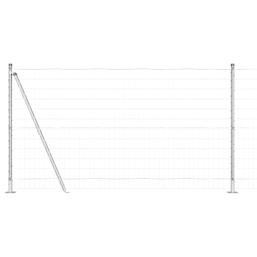 Zaun mit Pfosten Silber 1,2 x 10 m Stahl