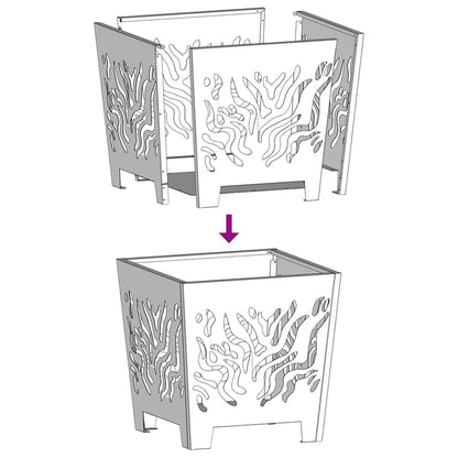 Feuerstelle Schwarz 40 x 40 x 40 cm Stahl