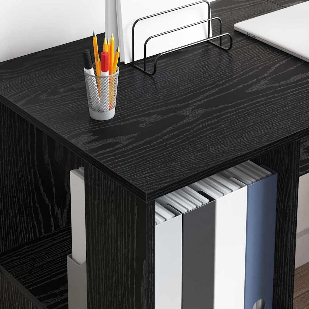 Schreibtisch mit Regal Schwarz Eichen-Optik 130 x 50,5 x 75 cm
