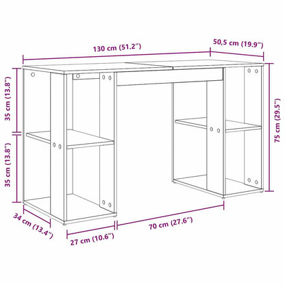 Schreibtisch mit Regal Schwarz Eichen-Optik 130 x 50,5 x 75 cm