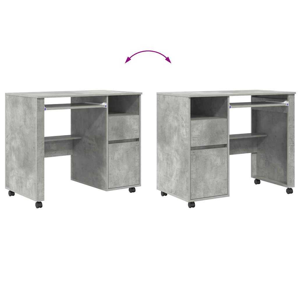 Tisch mit Rädern Beton Grau 91 x 50 x 77 cm Holzwerkstoff