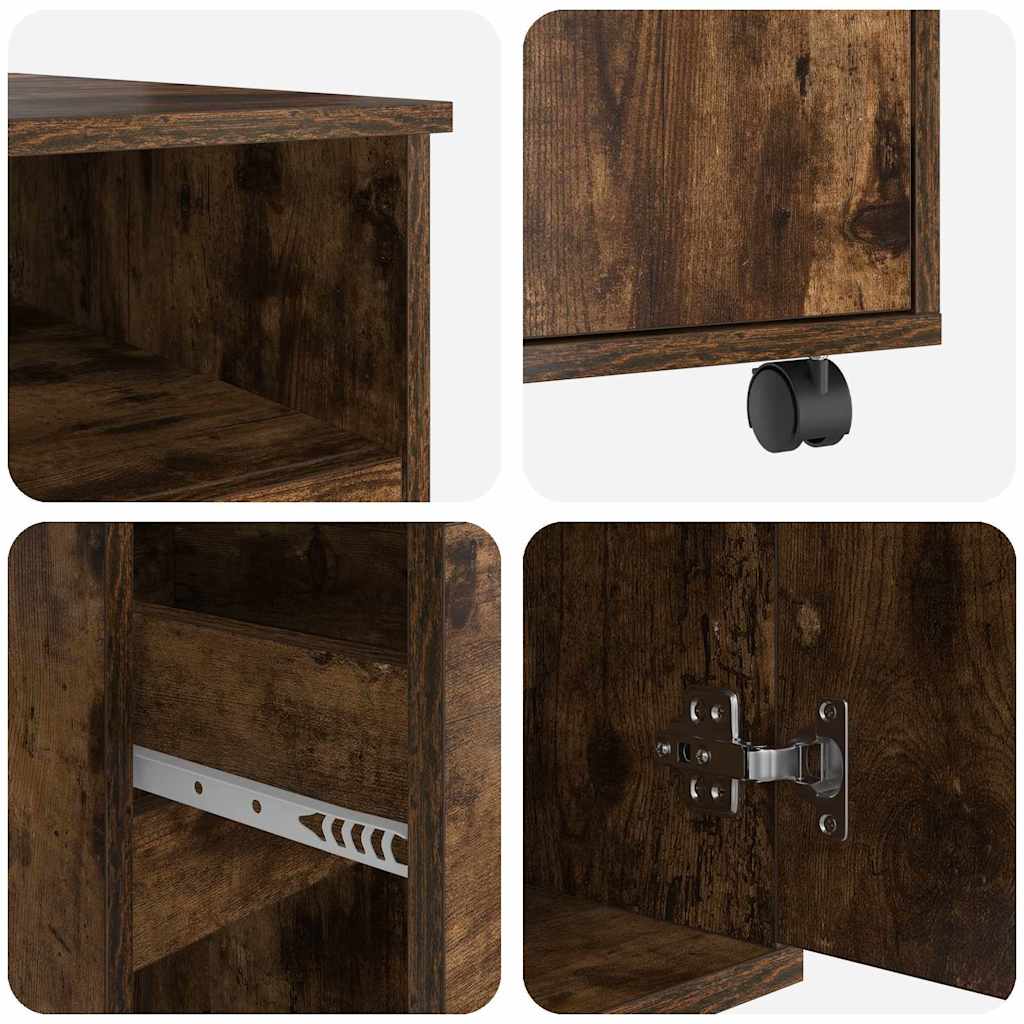 Tisch mit Rädern mit Regal Geräucherte Eiche 91 x 50 x 77 cm