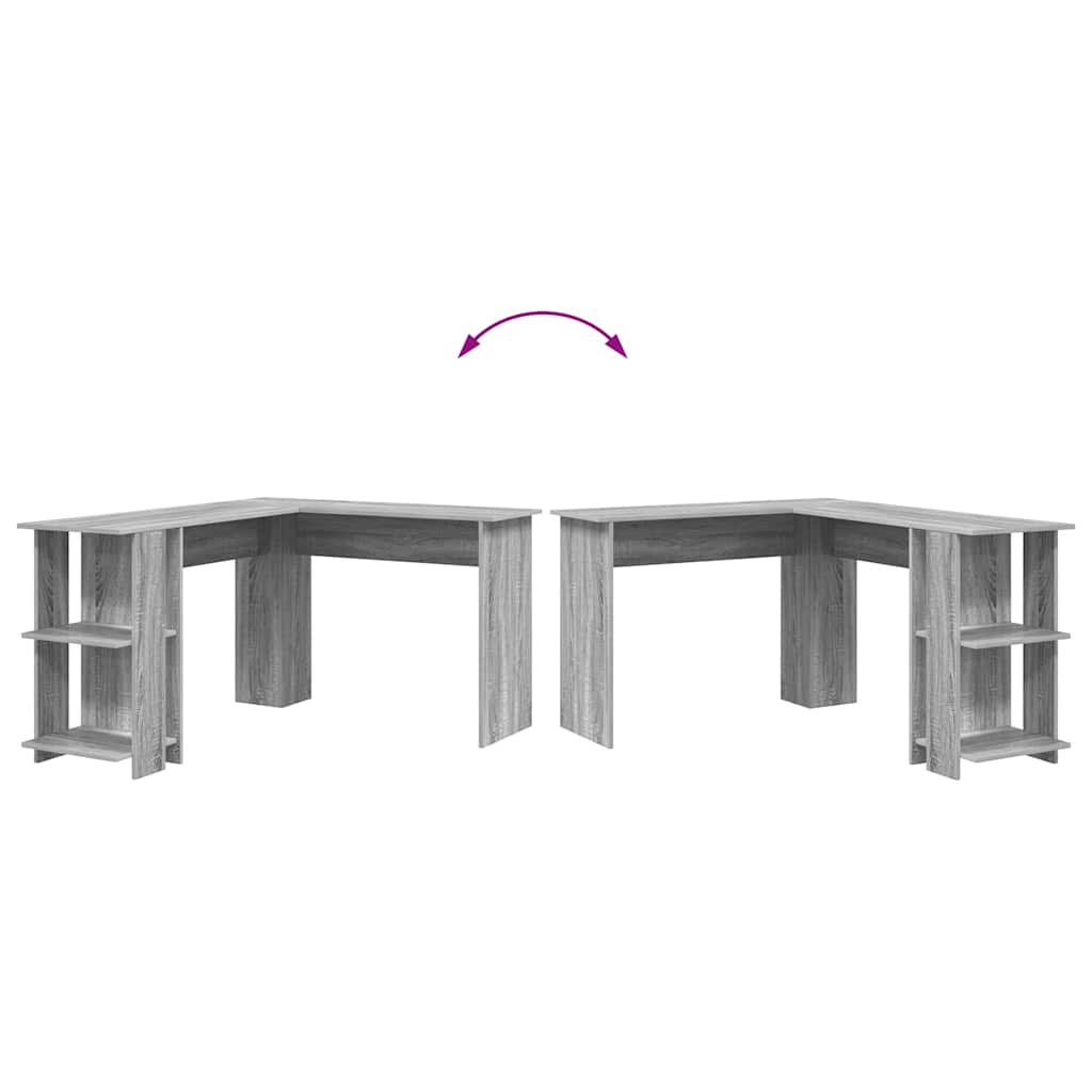 Eck-Schreibtisch mit Regal Graues Sonoma 140 x 113,5 x 75 cm