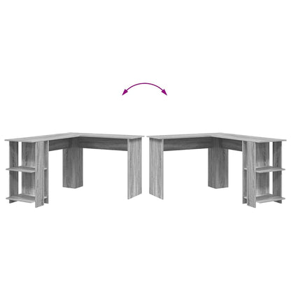 Eck-Schreibtisch mit Regal Graues Sonoma 140 x 113,5 x 75 cm