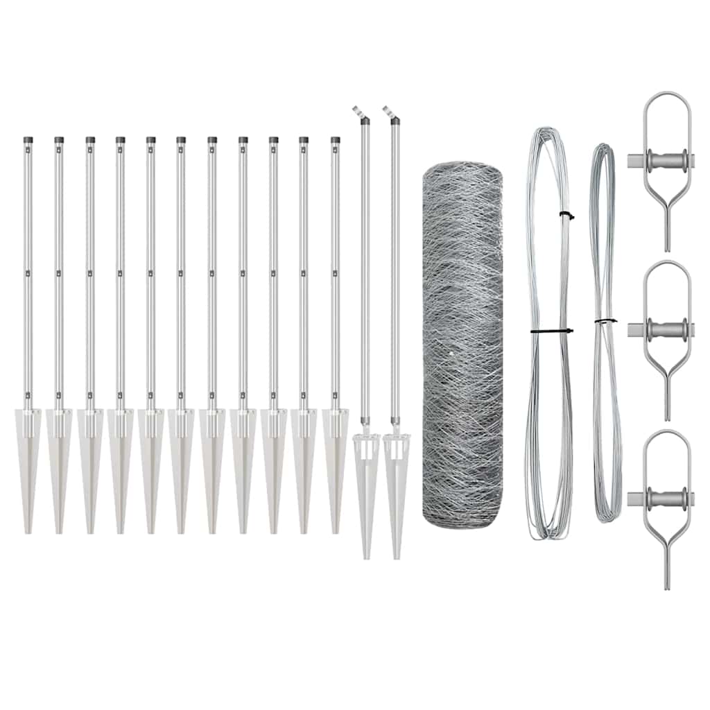 Zaunpfosten Silber 10 x 0,6 m (36 mm Netz) Stahl