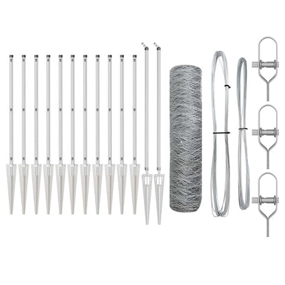 Zaunpfosten Silber 10 x 0,6 m (36 mm Netz) Stahl