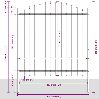 Gartenzaun Weiß 170 x 215 cm Pulverbeschichteter Stahl