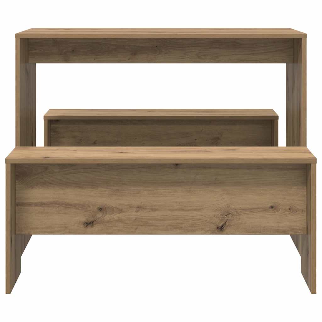 3-tlg. Esstisch und Bank Set Artisan-Eiche Holzwerkstoff