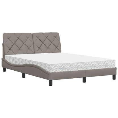 Bett mit Matratze Taupe 140x190 cm Stoff