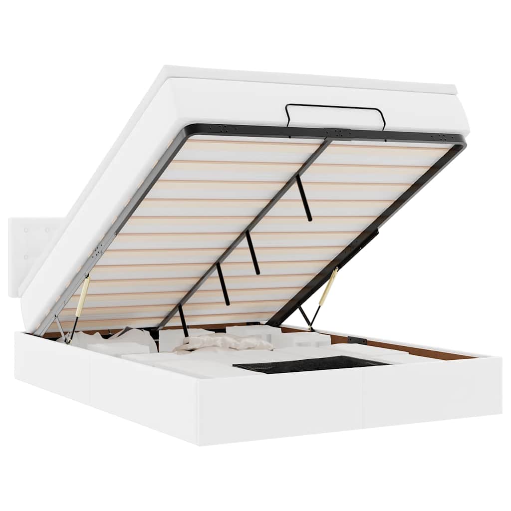 Ottoman-Bett mit Matratze Weiß 140x200 cm Kunstleder