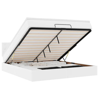 Ottoman-Bett mit Matratze Weiß 160x200 cm Kunstleder