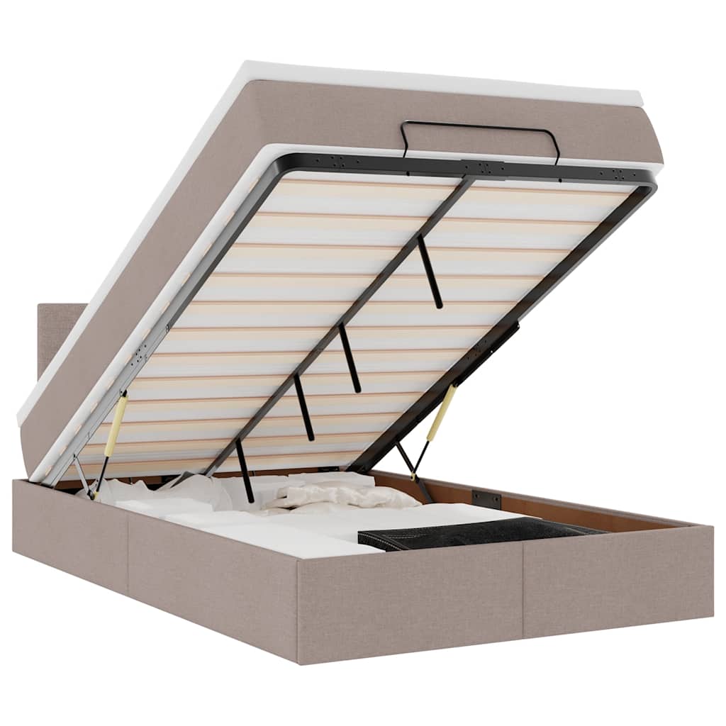 Ottoman-Bett mit Matratze Taupe 120x200 cm Stoff