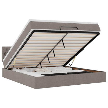 Ottoman-Bett mit Matratze Taupe 180x200 cm Stoff