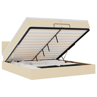 Ottoman-Bett mit Matratzen & LEDs Creme 200x200 cm Stoff